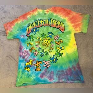 Grateful Dead Shirt Adult Large Multicolor Tie Dye Dead Head Dancing Bears 420